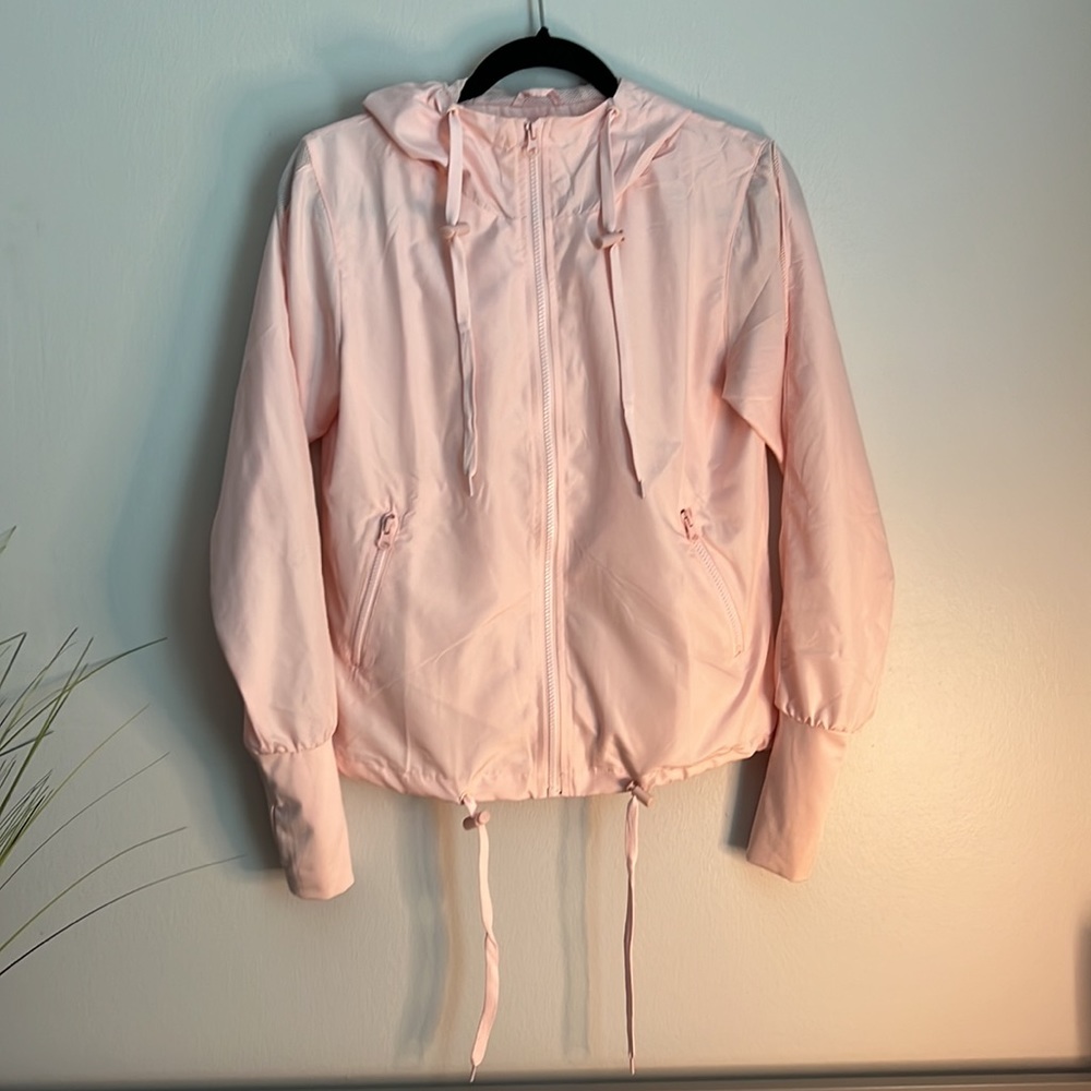 ZYIA Active blush pink, hooded, bomber jacket. Extra small.
